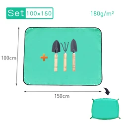 Waterproof Foldable Garden Potting Mat for Plant Care and Transplanting (Green 100x150CM Set)