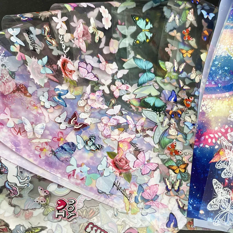 Flower Nail Foils for Nails Floral Transfer Paper Butterfly Stickers Non-Adhesive Wraps Set Nail Art Decorations 20/30/50 Sheets nail stickers nail art decoration nail decals flower stickers