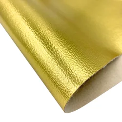 Premium 20x30cm Litchi Pattern PU Leather Fabric - Waterproof Faux Leather for Sewing & DIY Projects (24 Luxury gold)