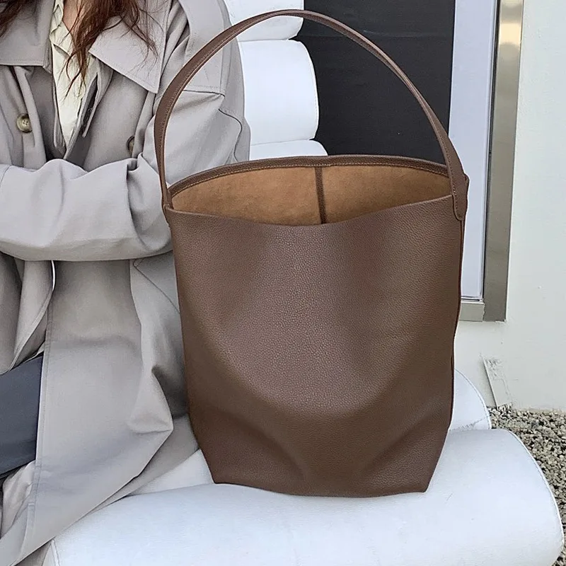 S138c836e9c7a45099139ab07e7aa02614 100% Soft Real Leather Shoulder Bags Female Big Natural Real Cow Women Leather Handbags Luxury Bucket Ladies Tote Hand Bags Grey Mallzona