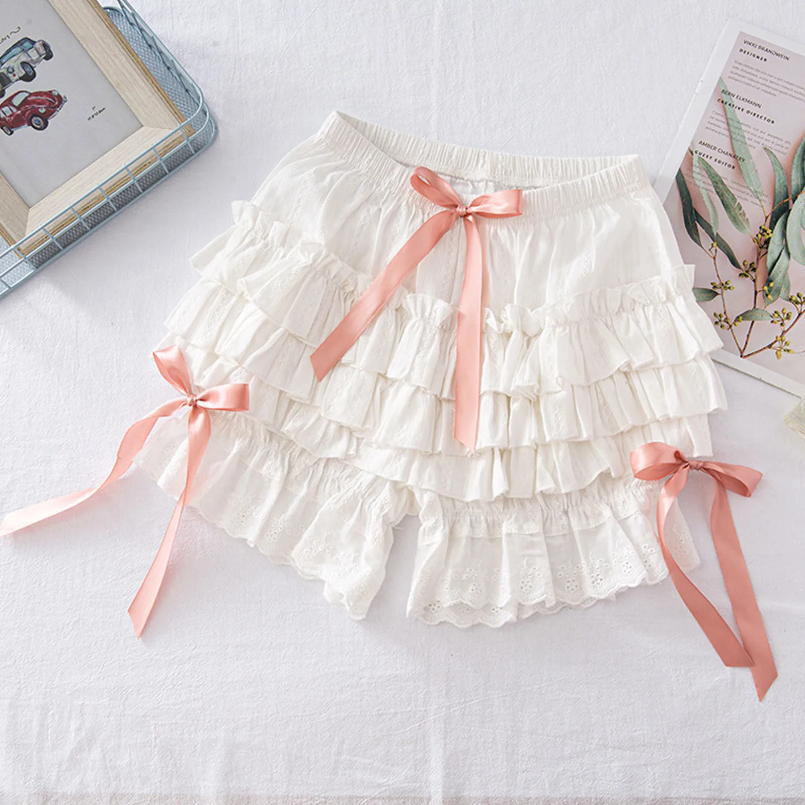 Womens Bloomer Ruffle Shorts Cute Lolita Lace Trim Pumpkin Pants Sexy Boy  Shorts Layered Bloomers Pettipants (B-Pink, S) at  Women's Clothing  store