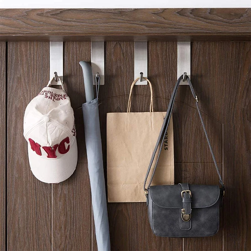 Stainless Steel Hook Double-Sided Metal Non-Stick Easy Storage Clothes Hook Back Hanging Double Bathroom Glass Door