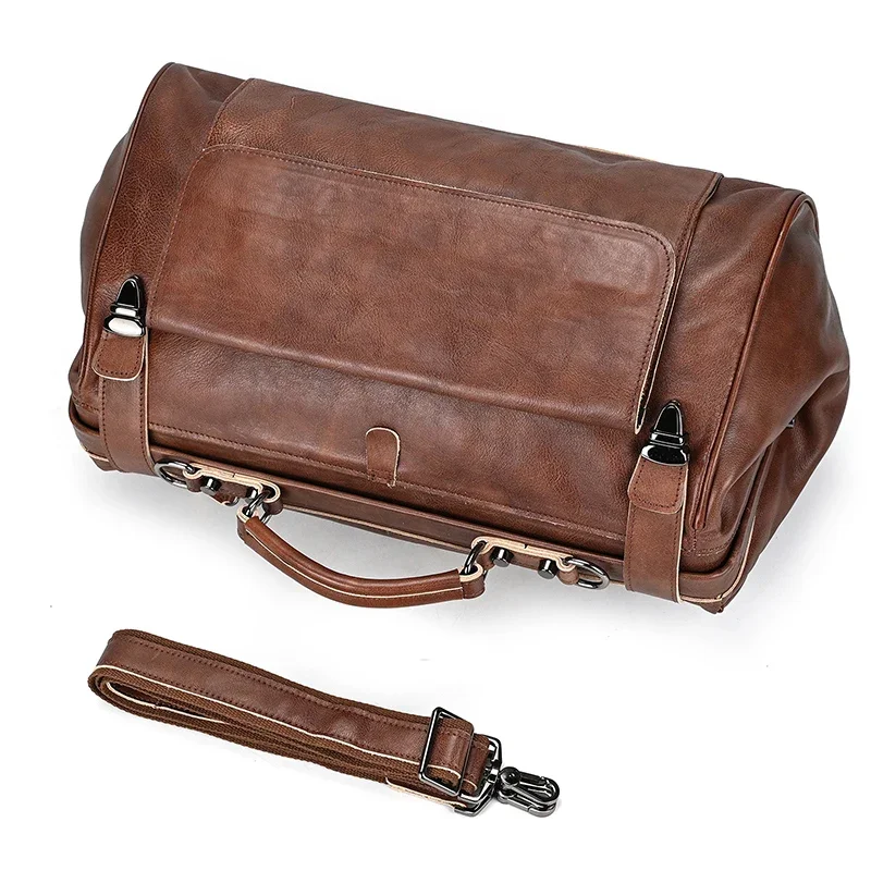 Genuine Leather Duffle Travel Bag for Men 45cm