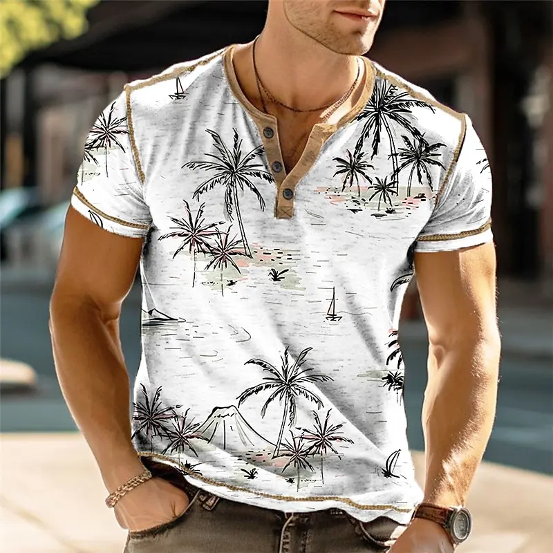 T-shirt Homme White Stuff Henley – Bleu – Manches Courtes – Taille L – Coton