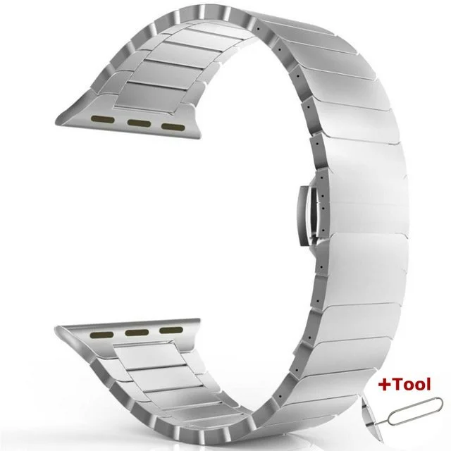 Stainless Steel Metal Watch Strap with Butterfly Buckle