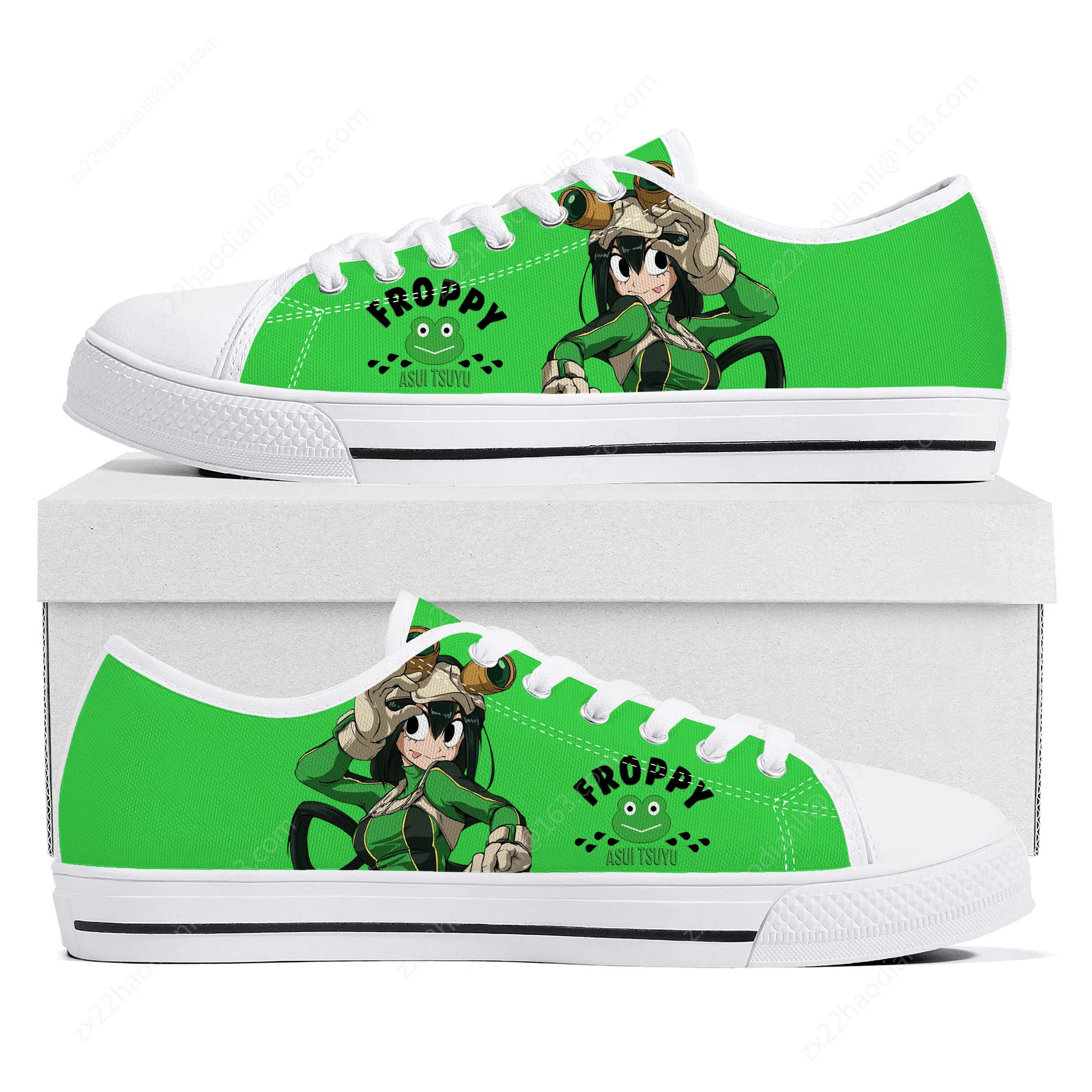 Asui Tsuyu My Hero Academia Low Top Sneakers Mens Womens Teenager High Quality Canvas Sneaker Casual Couple Shoes Custom Shoe