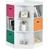 9-Cubby Kids Bookcase with Large Storage Drawers, Children's Corner Cabinet with 6 Cubes and 3 Shelves, Wooden Storage 1