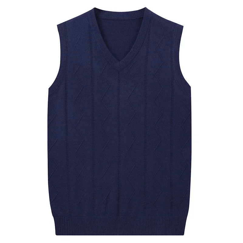 Description Picture 6 of itemAutumn New Men Vest Fashion Mens Wool Vest Men's V-neck Sweater Waistcoat Sleeveless Sweater Clothes Plue Size 3XL