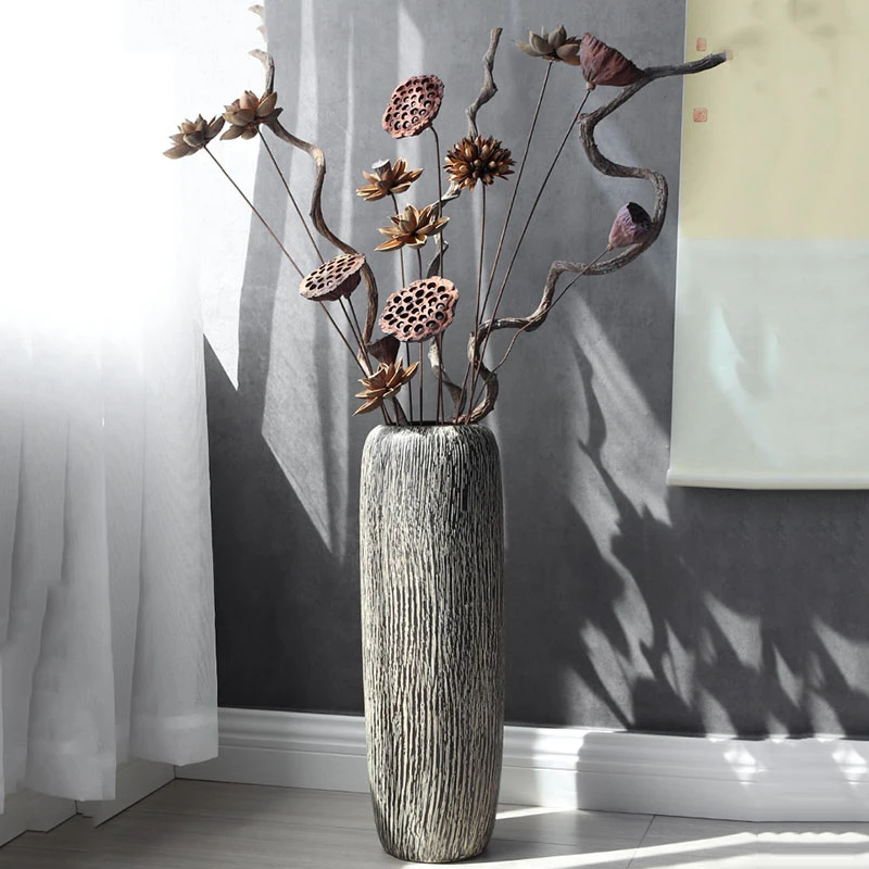 Floor Vase Flower Arrangement Dry Flower Bouquets Ceramic Vase Niche Vintage Study Home Large