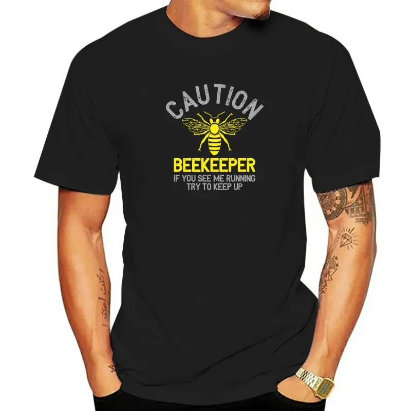 

Mens Beekeeper T-Shirt Caution Beekeeping Funny Bee Lover Gift CamisaHip Hop Tops Shirts Slim Fit Cotton Men T Shirt