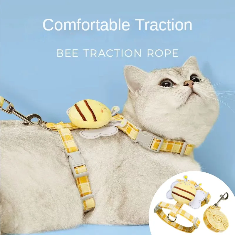 

Cat Harness & Leash Set,Animal Decorative I-Shaped Adjustable Escape Proof,Kittens Puppy Dogs,Lightweight Walking Travel Petsafe