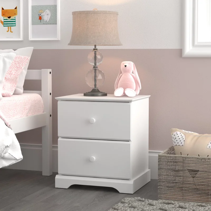 

Campbell Wood 2-Drawer Kids Nightstand, White