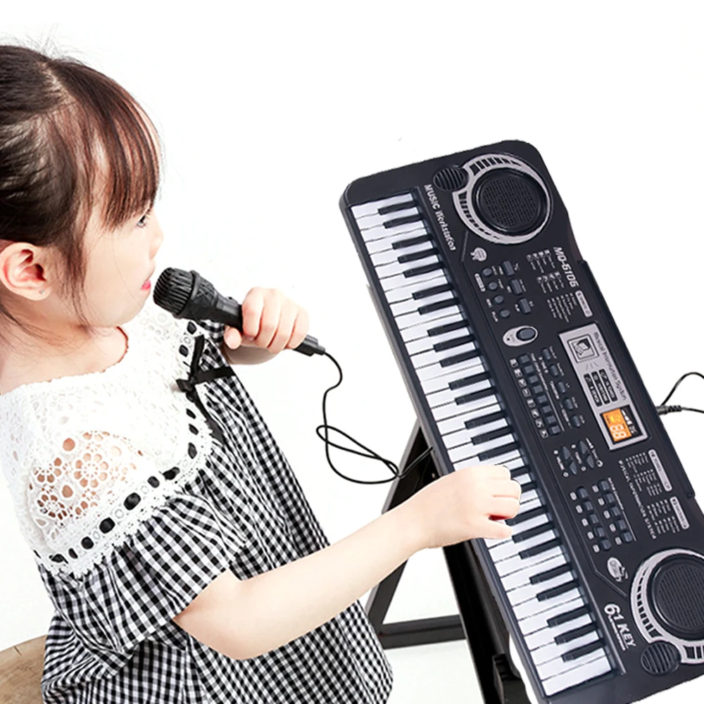 Kids Electronic Piano Keyboard Portable 61 Keys Organ with Microphone Education Toys Musical Instrument Gift for Child Beginner 2