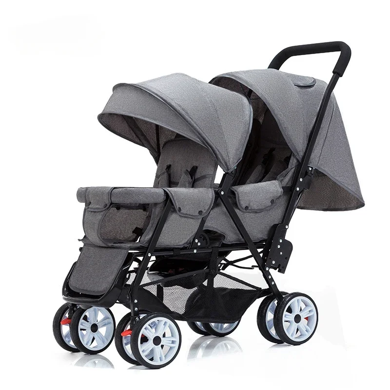 Twins Stroller Foldable Children's Stroller Lightweight Double for Babies Detachable Baby Can Sit or Lie Down