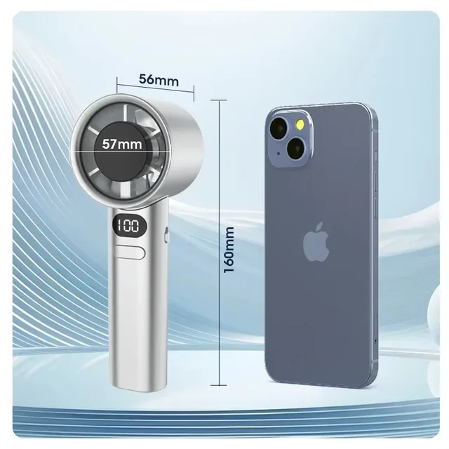 Mini Handheld Fan Mute Handheld Fan 4 Speeds Adjustment Air Calculating Fan With Power Display Portable Handheld Fan 5