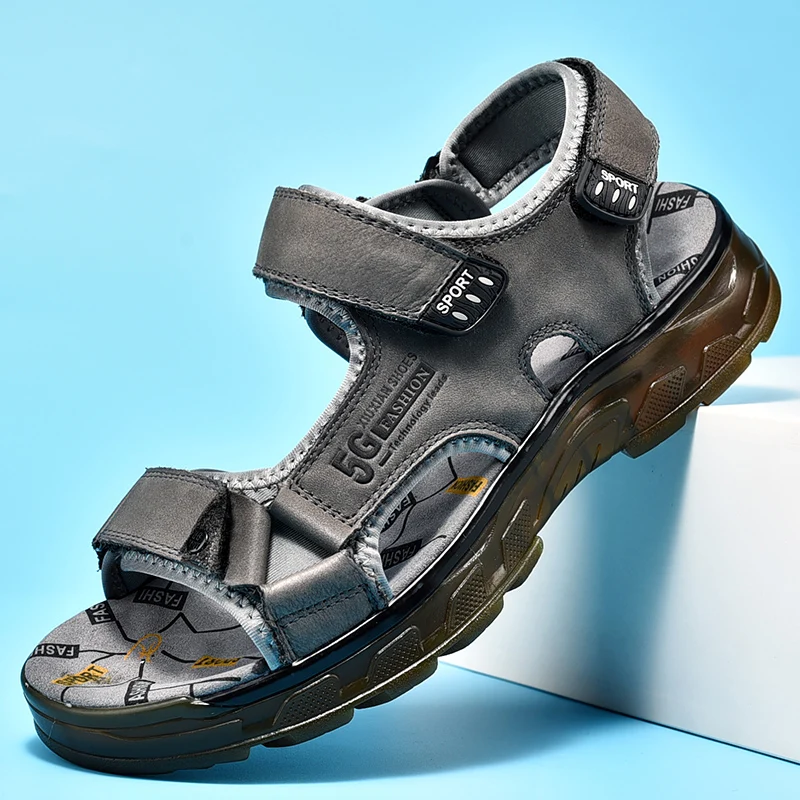 Outdoor Summer Genuine Leather Sandals Men Shoes Comfortable Sandal Male Sandalias Hiking Chaussure High Quality Shoes Men men leather sandals