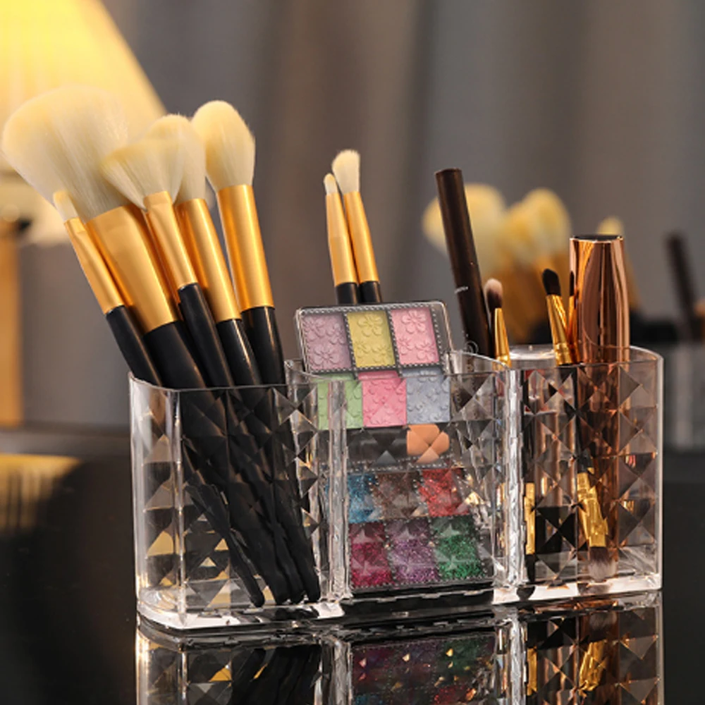 Makeup Organizer 1PC Cosmetic Brush Organizer 3 Compartments Organizer Hair Decoration Pencil Holder Home Decoration Study Room