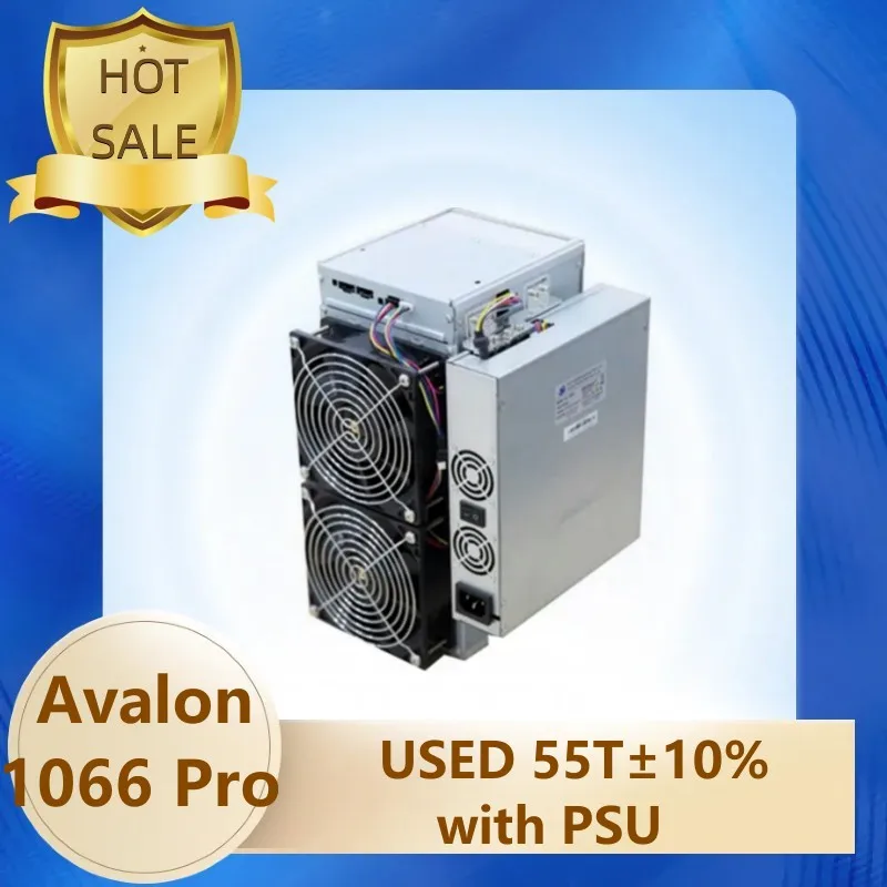 

USED OLD Avalon 1066pro 55T(±10％) SHA256 ASIC miner BTC Bitcoin miner A1066pro avalon Miner A1066 55TH/s with PSU power supply