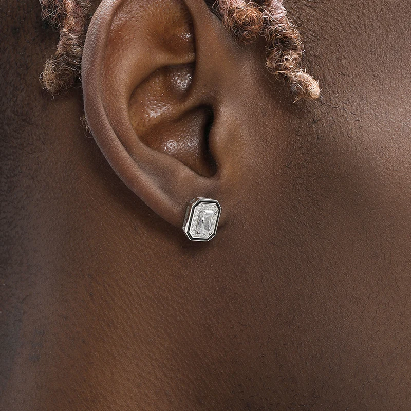 

Мужские квадратные серьги DZM из серебра S925 пробы с бриллиантами для женщин в стиле хип-хоп, европейский и американский тренд, Отличное ощущение