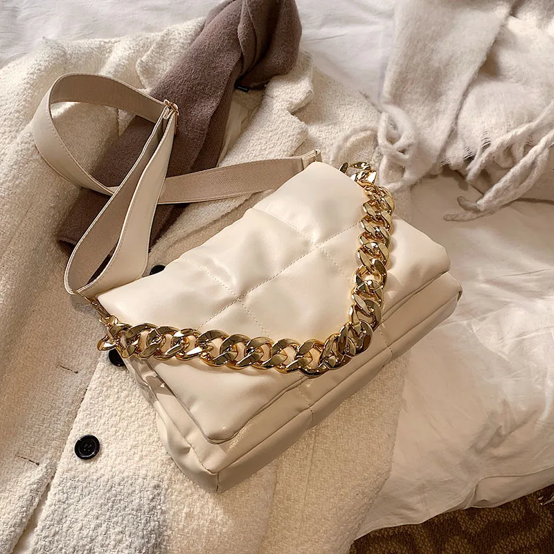 Bolsa de Ombro Chian Grosso Design Moda Couro Feminina Acolchoado Bolsas Crossbody 2022 Hit Inverno Simples Marcas pu 11 Computers & Electronics