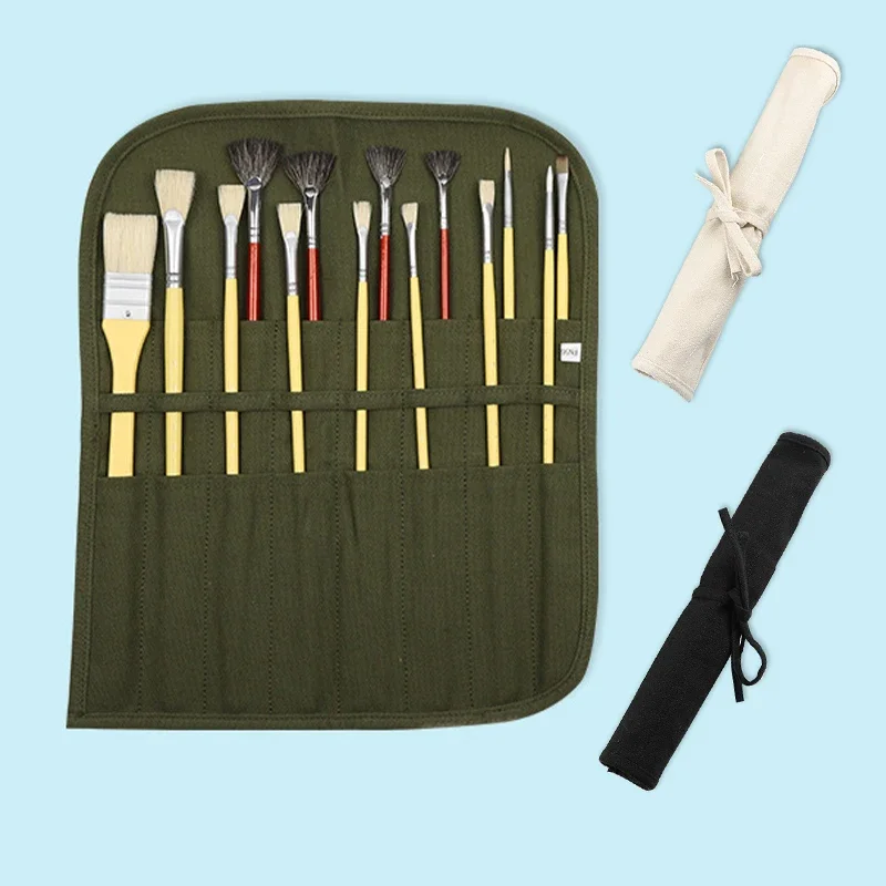 Painting Brushes Storage Bag 16 Slots Watercolour Brushes Holder Roll up Pen Container Makeup Brush Shelf For Painting Supplies painting brush storage bag paintbrush holder