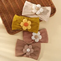 1Pc Baby Nylon Headscarf Astique Suitable Newborn Girl Flower Handmade Headband Elastic Hairband Turban Toddler Hair Accessories 2