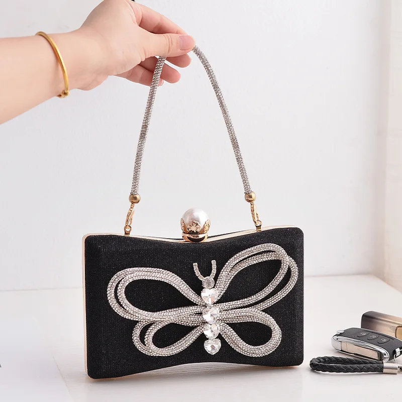 

Glitter Women's Evening Clutch Bag Wedding Bridal Party Purse and Handbag Cute Bow Lock Simple Solid Color Shoulder Bag