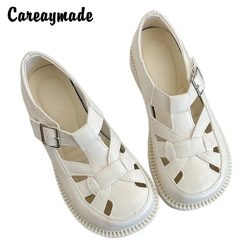 

Careaymade-Comfortable Roman Sandals for Women New Art hollow breathable summer Soft Bottom Woven Pig Cage Women Flats shoes