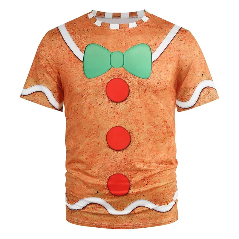 Lustiges Lebkuchen-Cosplay T-Shirt Herrenkleidung Festival Mode Lässige T-Shirts 3D-Druck Musterdesign Street Personality Tee