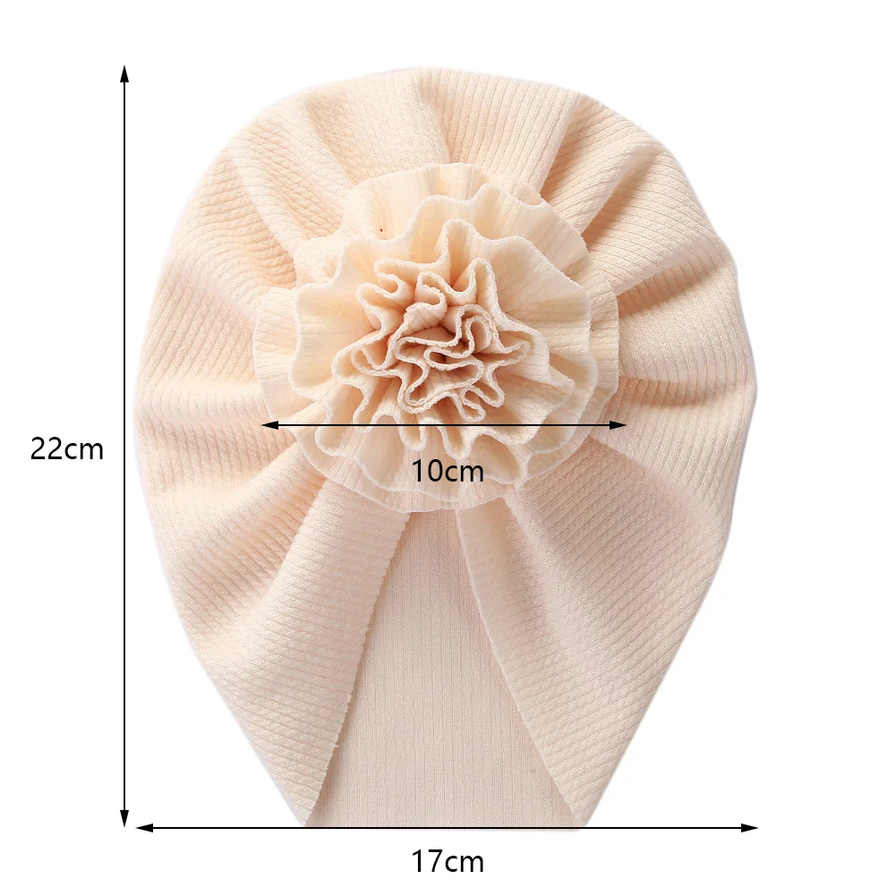 Big Blossom Flower Ribbed Turban Baby Hats Topknot Cotton Cap Toddler Boy Girl Headwraps Bonnet Newborn Beanies Kids Accessories 2