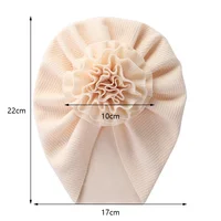 Big Blossom Flower Ribbed Turban Baby Hats Topknot Cotton Cap Toddler Boy Girl Headwraps Bonnet Newborn Beanies Kids Accessories 2