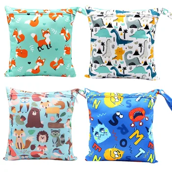 Borsa per pannolini per mamma per bambino Borsa per pannolini in stoffa riutilizzabile Borsa per neonati portatile impermeabile Tasca per secchio asciutto 28 * 30 cm