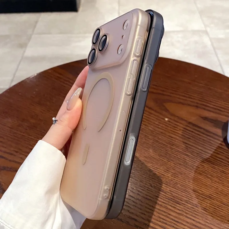 Luxury Ultra-Thin Matte Clear Magnetic Wireless Charging Case