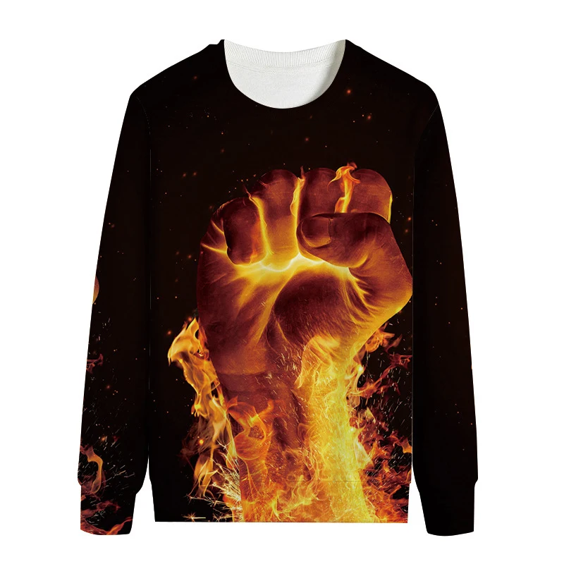 Fire Pattern 3d Printed Sweatshirts for Men and Women Pullovers Harajuku Unisex Tops