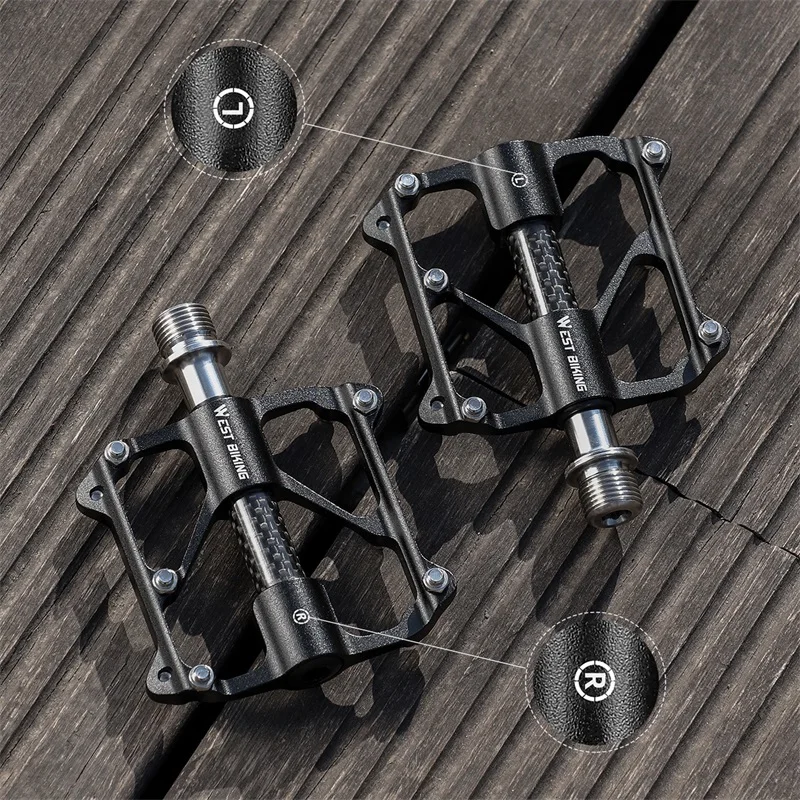 WEST BIKING Carbon Fiber Pedal Road Bicycle Pedal 3 Bearing Titanium Alloy Axle MTB Bicycle Accessories racing pedals mountain bike pedals