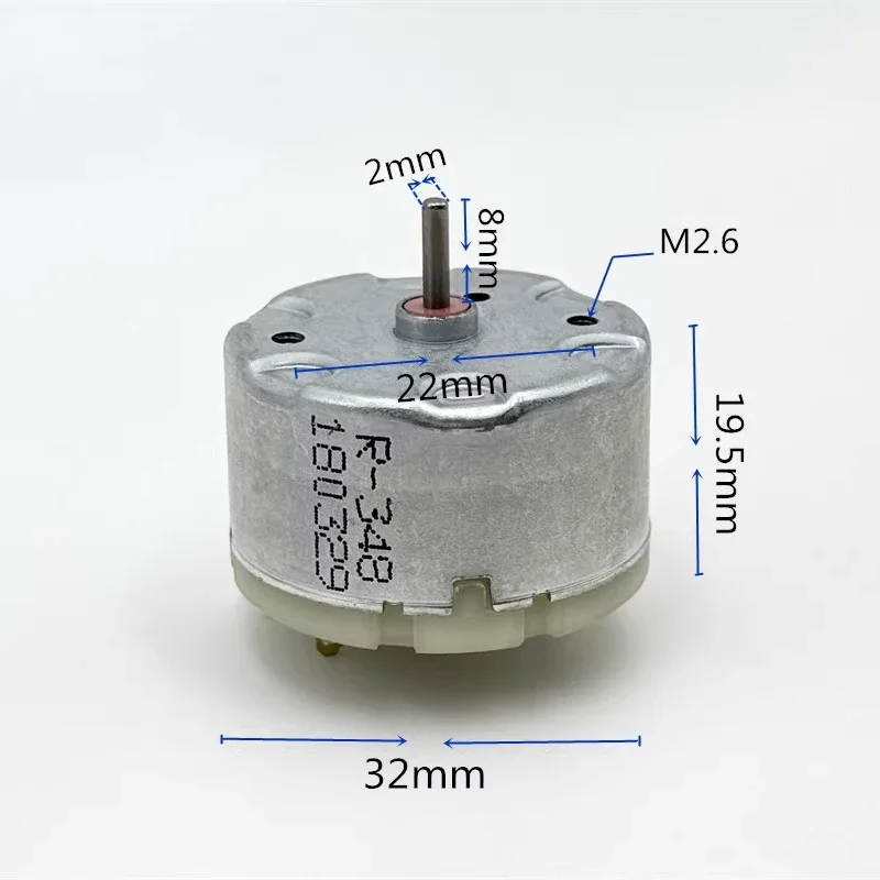 미니 500 모터 RK-500TB-13500 DC 6V-12V 5600RPM 마이크로 스핀들 32mm 원형 DIY 장난감 청소 로봇 향수 제조기용