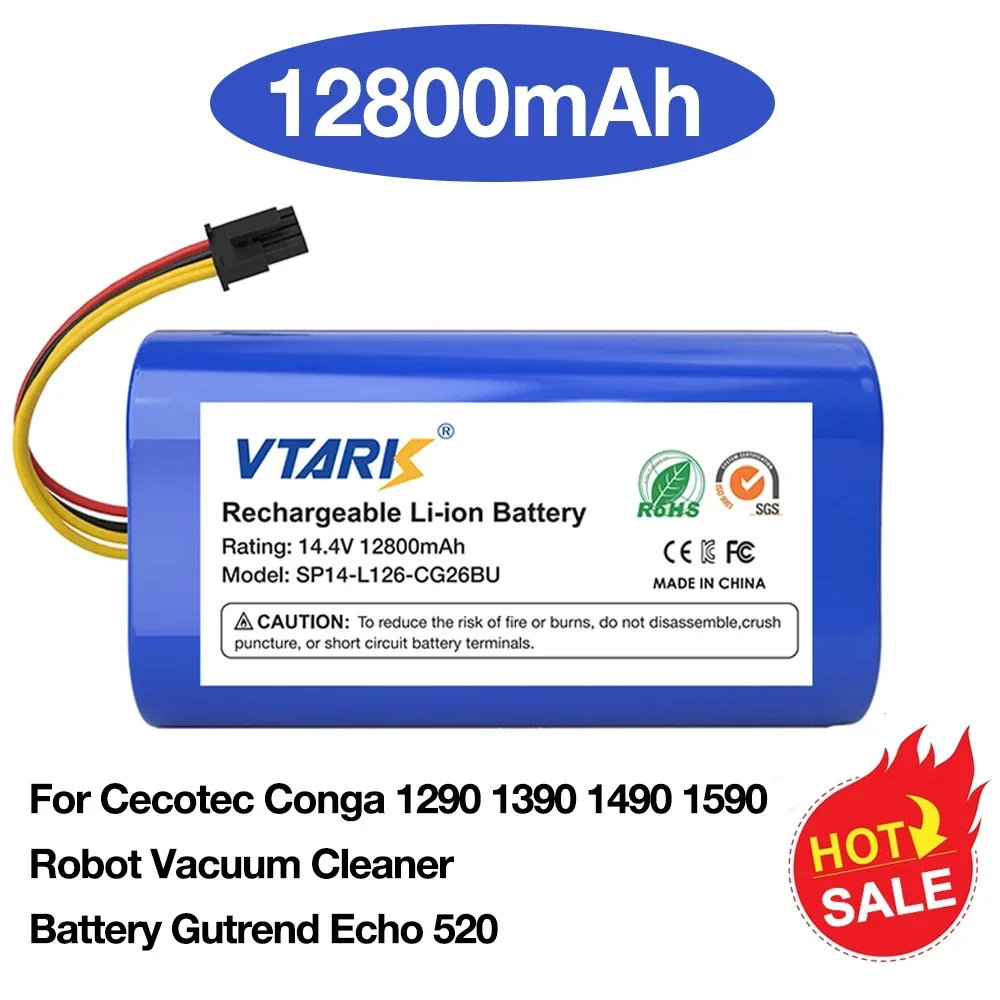 

Upgrade your Robot Vacuum Cleaner with 100% New 14.4v 12800mAh Lithium-ion Battery Packs for Cecotec Conga 1290 1390 1490 1590