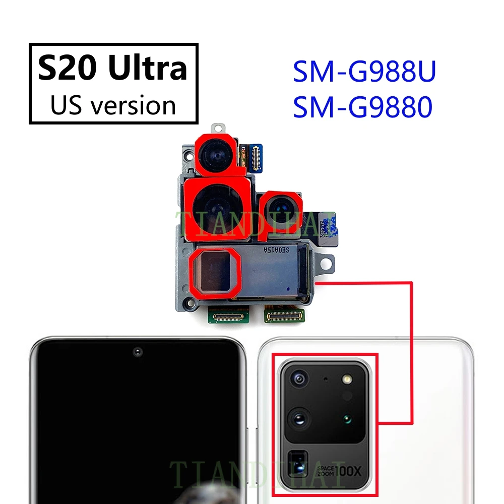 Main Front Camera For Samsung Galaxy S20 Ultra S20Ultra G988B G988U G988N 5G Rear Back Camera Module Flex Cable Parts