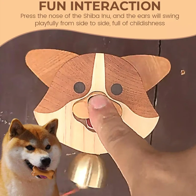 ABPQ-Wooden Shiba Inu Wind Chime Doorbell Hanging Decoration Wind Chime Wood Products Doorbell Shiba Inu Doorbell