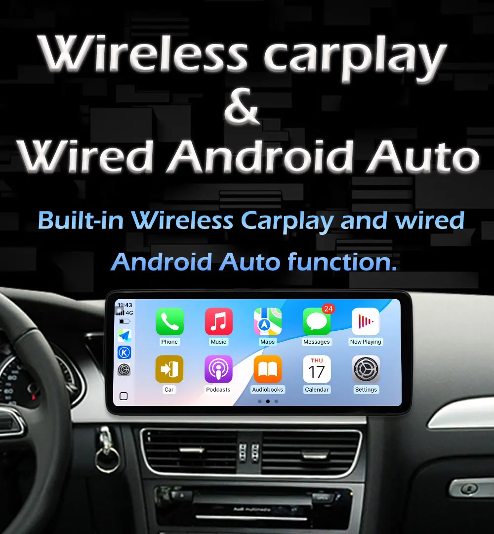 Para Audi A4 B8 A5 2009 2010 2011 2012 2013 - 2016 Conducir a la izquierda Reproductor de vídeo Multimedia para coche Carplay inalámbrico Autoradio No 2din 5