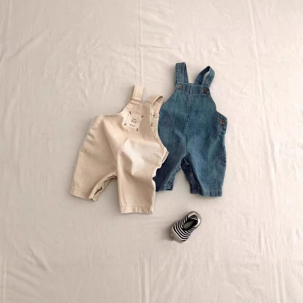 Korean Version Ins Denim Overalls for Boys and Girls, Spring and Autumn s for Children, Loose Denim Trendy Pants