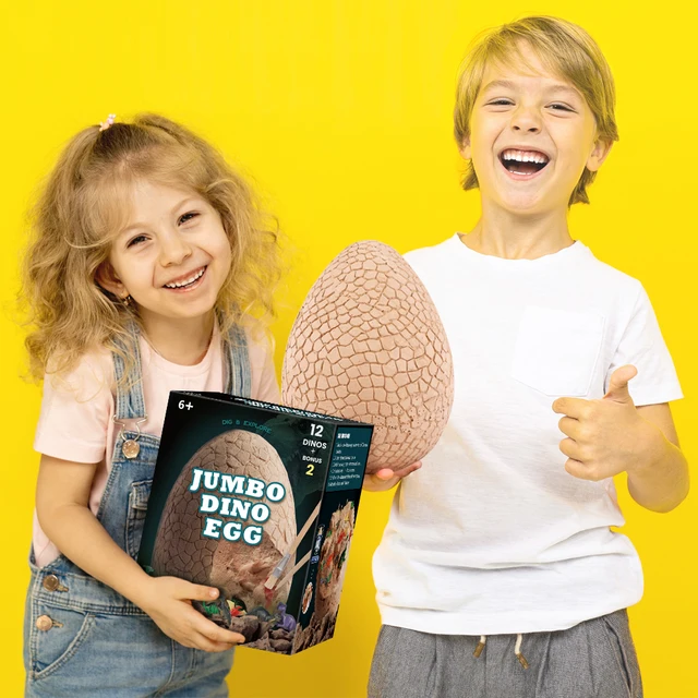 Jumbo Dino Egg Dinosaur Eggs Dig Kit with 12 Different Dinosaur Toys for Kids Archaeology Paleontology Science Educational Gifts 5