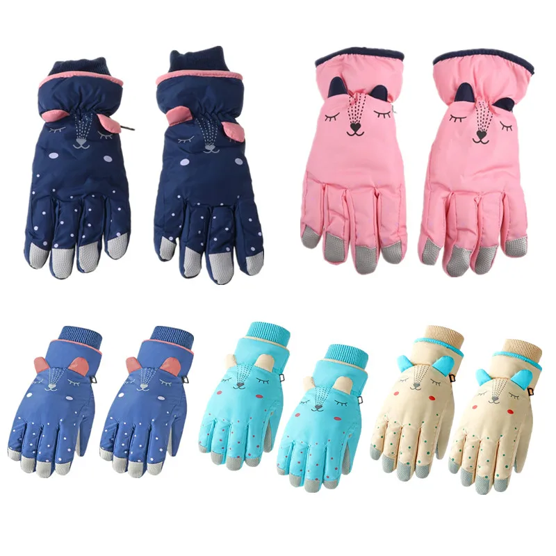 New Winter Warm Baby Gloves Waterproof Windproof Anti-slip Cartoon Kids Sport Gloves for Children Lined Fleece Outdoor Mittens kids mittens baby winter monster 0 4 years fleece mitts toddler sherpa lined hang neck soft clothing accessories unisex gloves