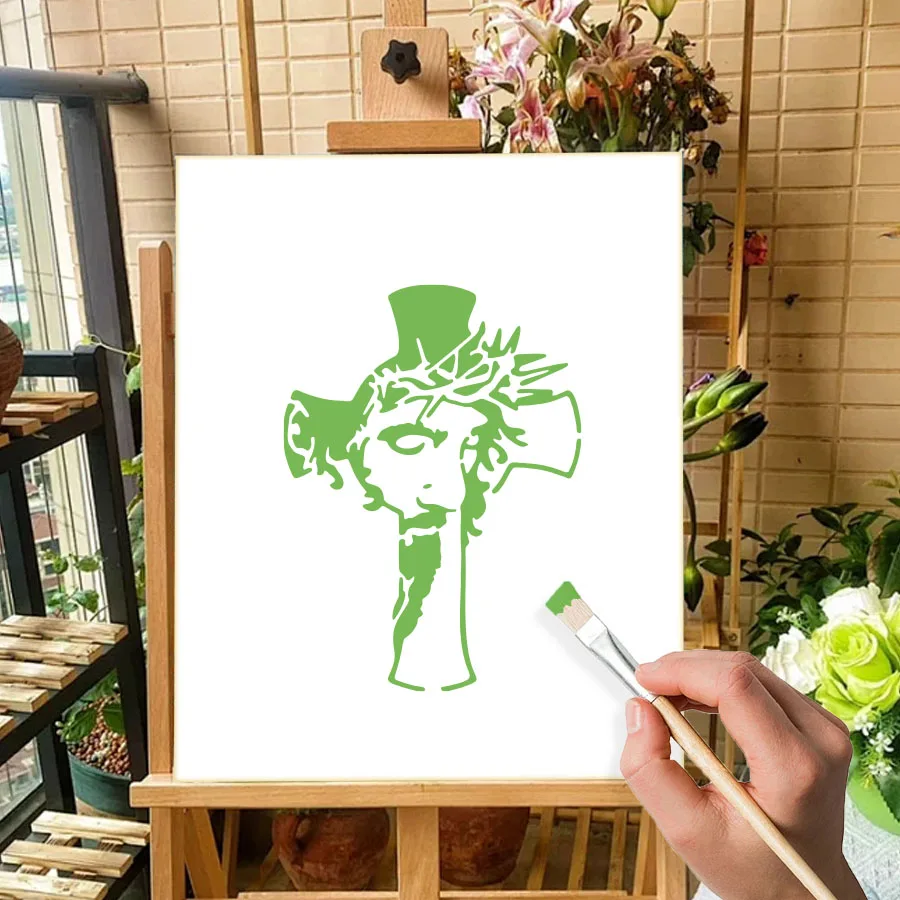 1pc Jesus Cross Painting Template Artistic Design Christian Symbol Craft Supplies 6
