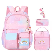 Kawaii School Backpack For Girls Kids Cute Student School Bag With Pen Bag Starry Rainbow Bookbag Elementary School Travel Bag 1