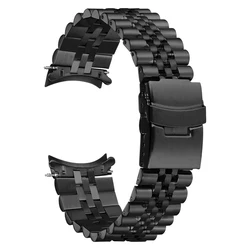 Universal Solid Stainless Steel Watchband for Men and Women - Jubilee Style with Curved End Bracelet (Black)