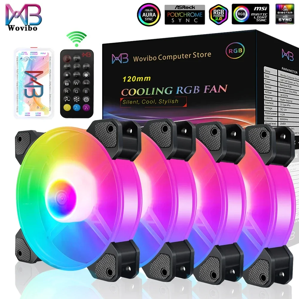 Ventilador de 120 mm com Rgb 6pin para Computador Lâmpada Colorida Refrigerador Mudo 5v dc Argb Argb Aura Sync