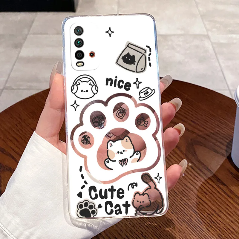 Luxury Aesthetic Transparent Cat Design Soft TPU Silicone Phone Case