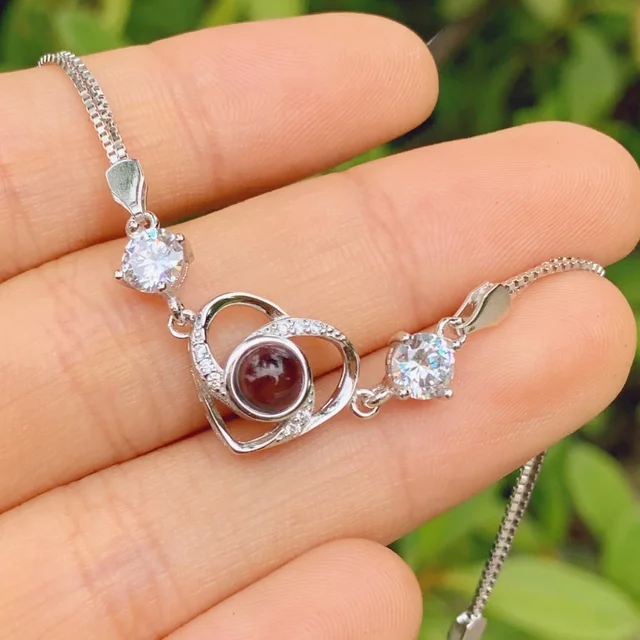 s925 Personalized Projection Photo Bracelet-Heart Pendant Bracelet-Projection -Memorial Custom Image Jewelry Women Family Gift 5