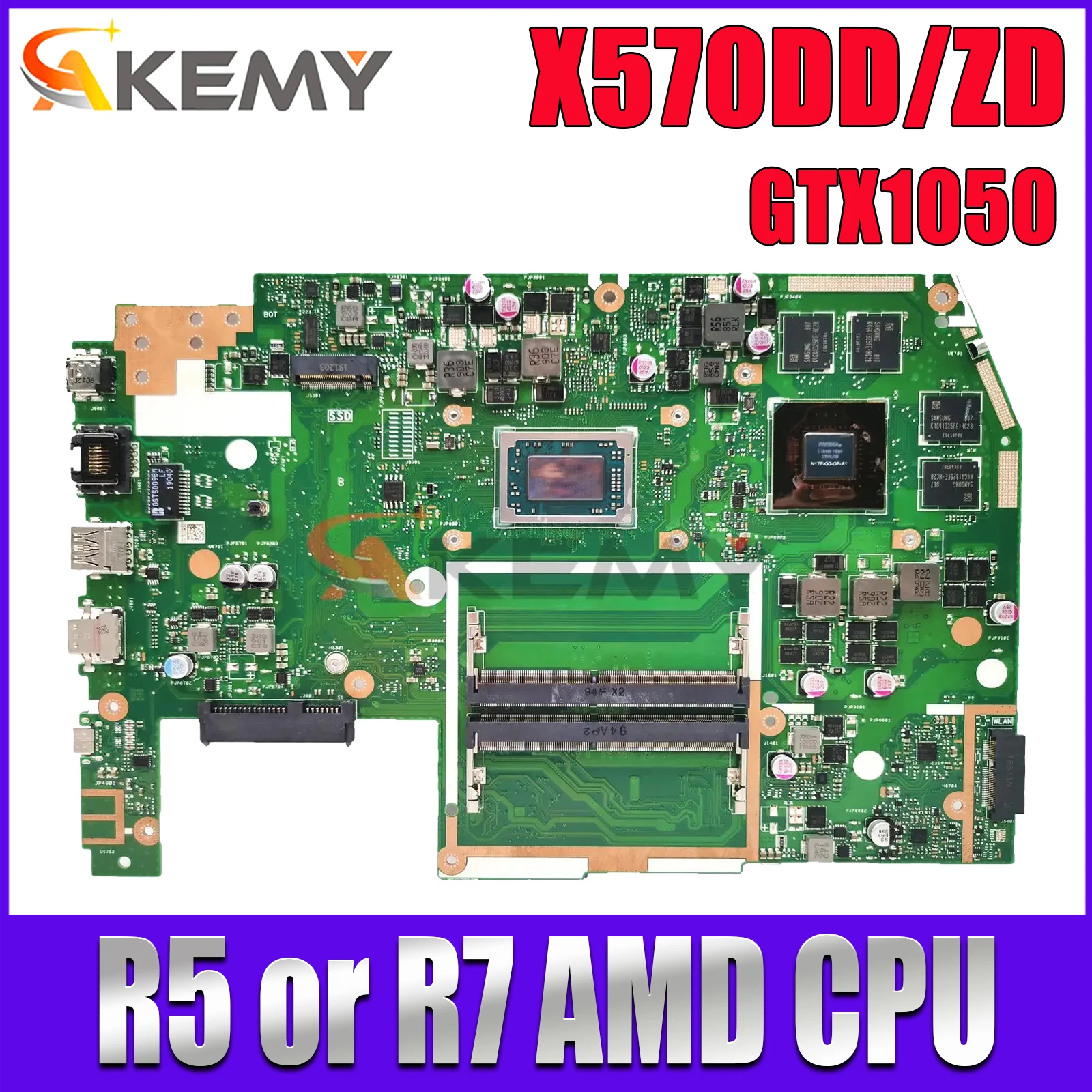 

Akemy Notebook X570DD Mainboard ASUS TUF X570ZD YX570ZD YX570DD X570D X570Z X570 Laptop Motherboard AMD R5 R7 CPU GTX1050